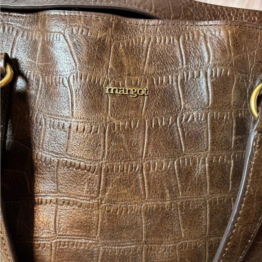 Marot New York Taylor Triple Compartment Chocolate Croco Tote Bag